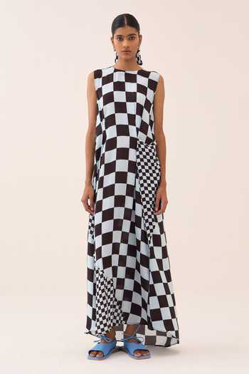 Three Asymmetric Checkered Dress 