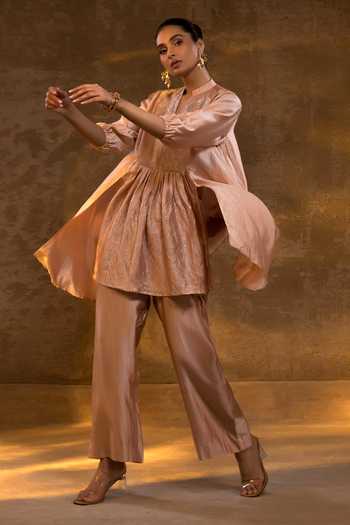 Eeda Crushed Tissue Chiniya Silk Kurta & Pant Set 