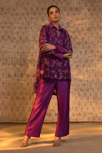 Eeda Flower Pattern Shirt & Pant Set 