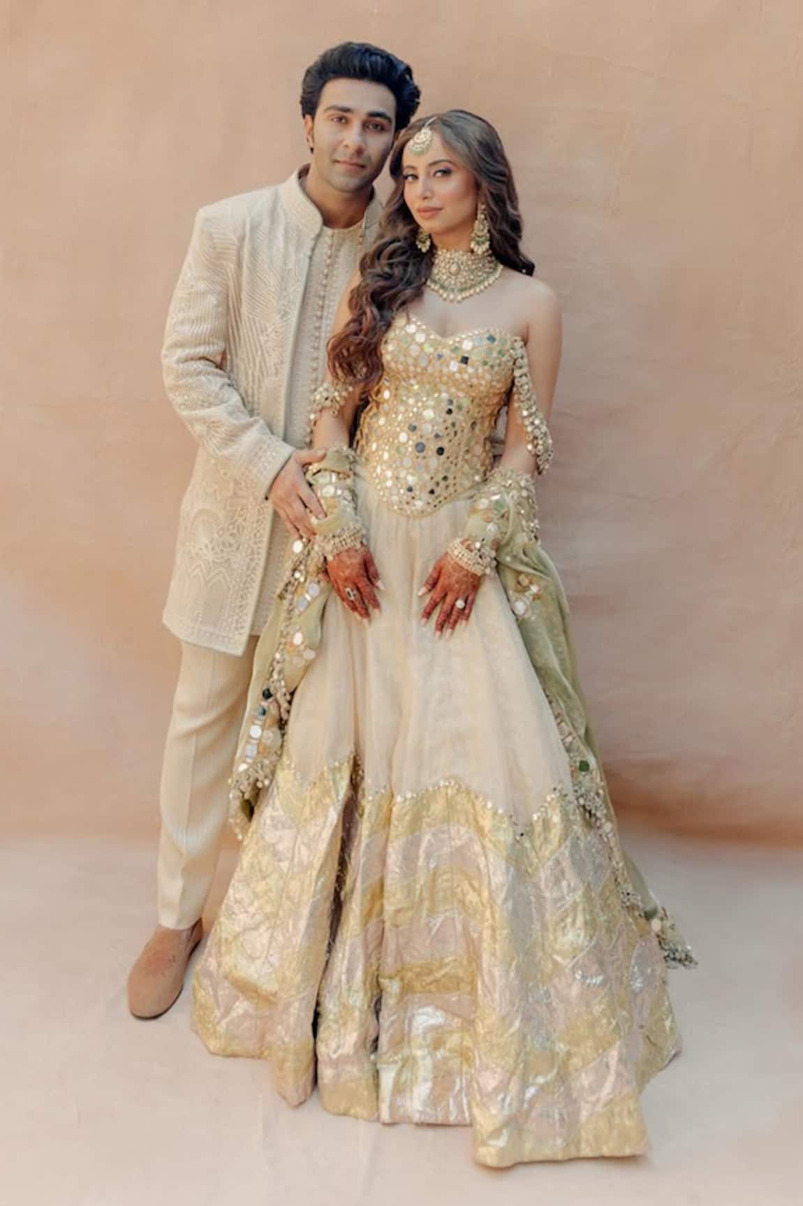 Itrh Nagma Mirror Work Corset Lehenga Set 