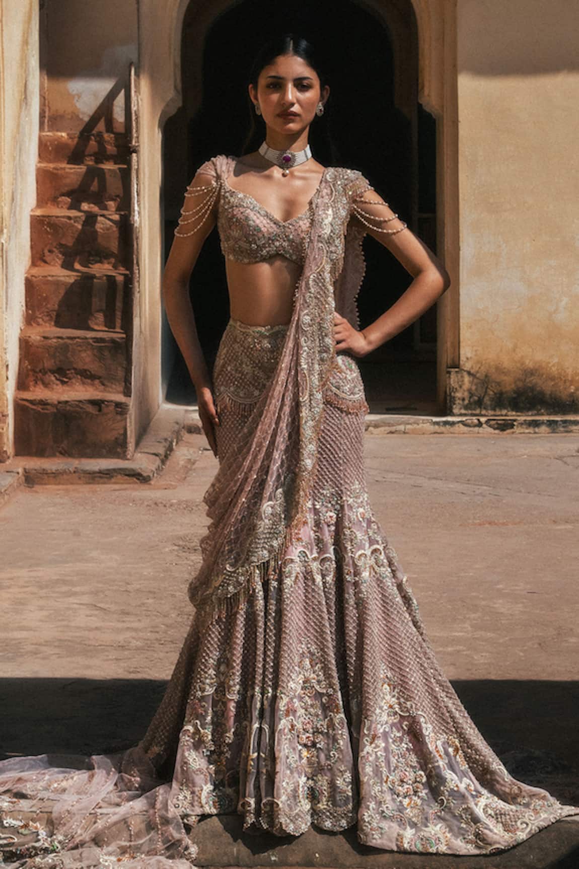 Jayanti Reddy Tonal Embroidered Lehenga Set