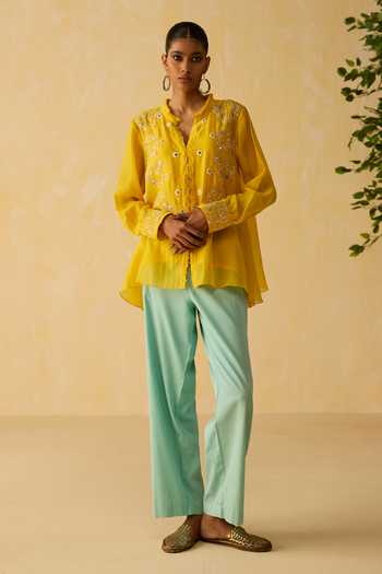 Shikha Mehta Avika Hand Embroidered Top Pant Set 