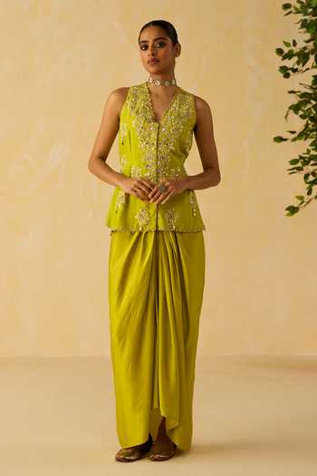 Shikha Mehta Gaia Dori & Hand Embroidered Jacket Skirt Set 