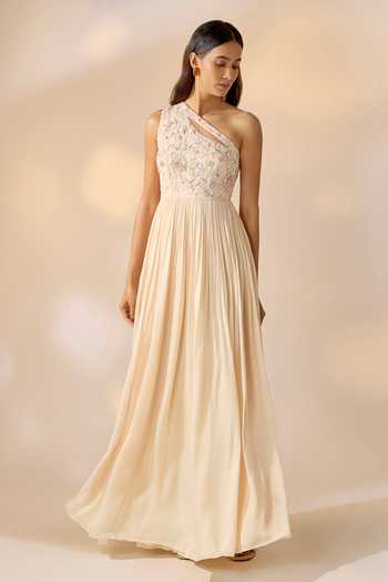 Ewoke One-Shoulder Hand Embroidered Dress 