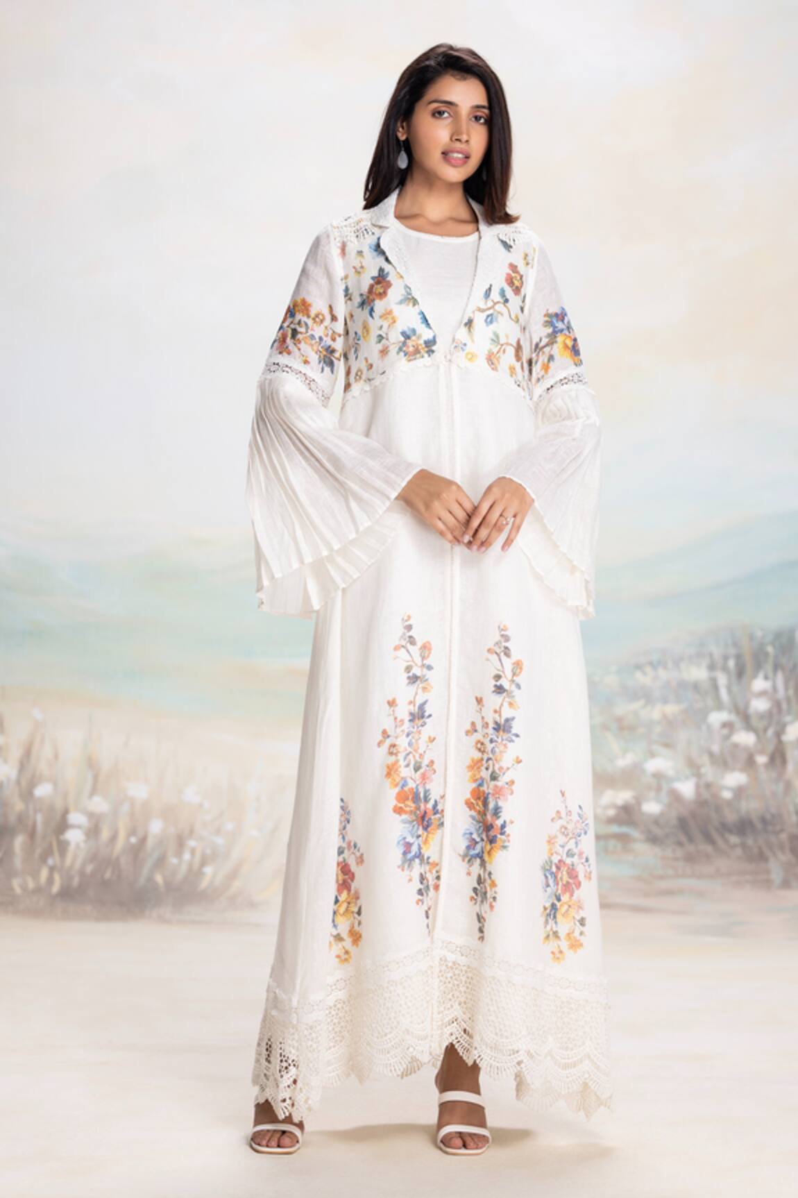 Kaveri Vintage Rosa Linen Abaya & Dress Set 