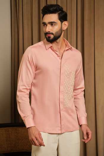 Runit Gupta Peach Puzzle Party Shirt 
