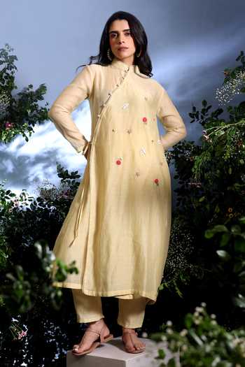Taisha Malini Pure Malai Chanderi Angarkha & Pant Set 