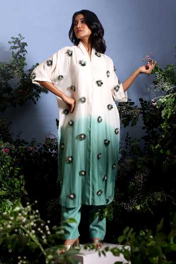 Taisha Anvaya Pure Malai Chanderi Ombre Kurta & Pant Set 