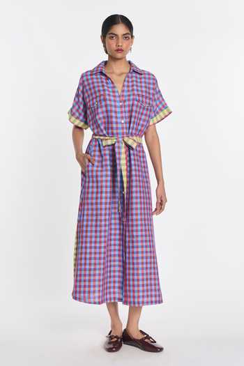 Payal Pratap Selah Gingham Check Dress With Belt 