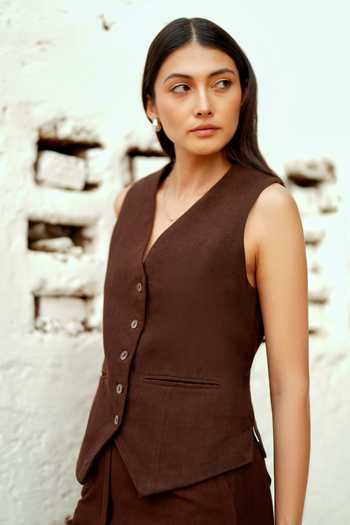 Raasa Earthy Brown Waistcoat 
