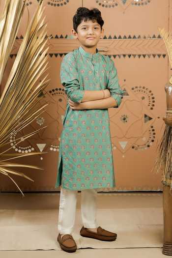 Tiny Colour Floral Block Print Kurta Set 