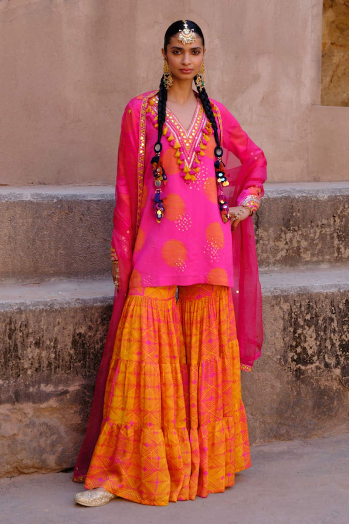 Drishti & Zahabia Suhana Print Kurta Sharara Set