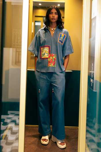 Studio Rigu Patchwork Embroidered Shirt & Trouser Set