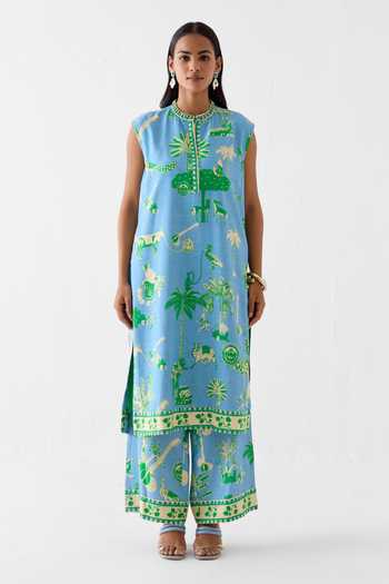 Studio Rigu Printed Linen Kurta & Pant Set