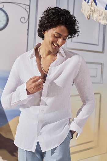 Philocaly Vellum Slim Fit Linen Shirt