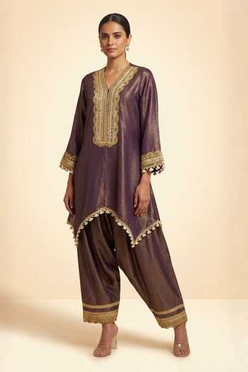 Two Sisters By Gyans Embroidered Pure Tissue Kurta & Salwar Set 