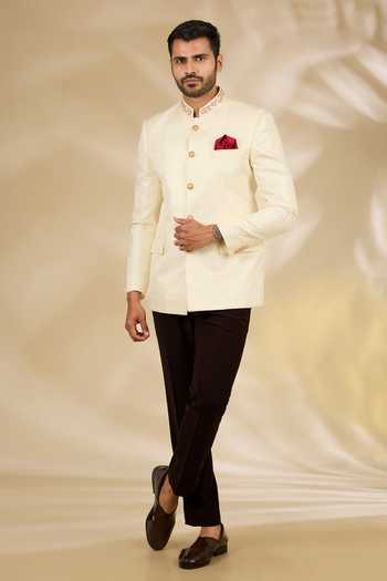 Manish Nagdeo Placement Embroidered Bandhgala Set 