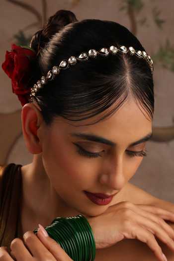 Swabhimann Green Polki Mathapatti 