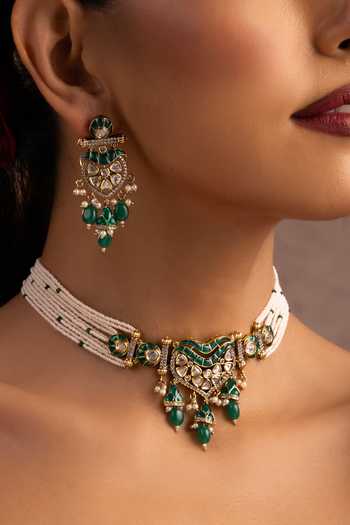 Swabhimann Studded Polki Choker Necklace Set 