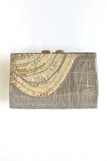 Kokommo Arche Sequined Dupion Silk Clutch