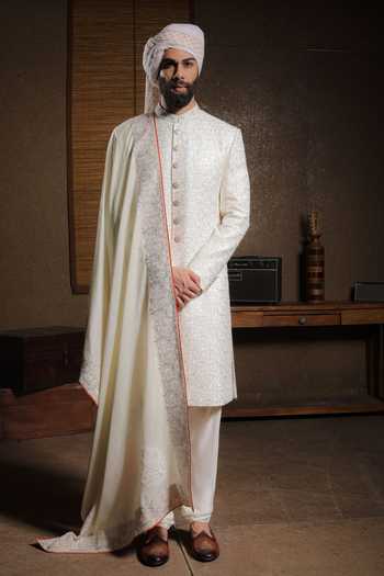 Punit Arora Cream Elegance Embroidered Sherwani Set 