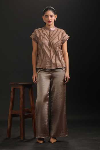 Vedangi Agarwal 3D Sequin Embroidered Top & Pant Set 
