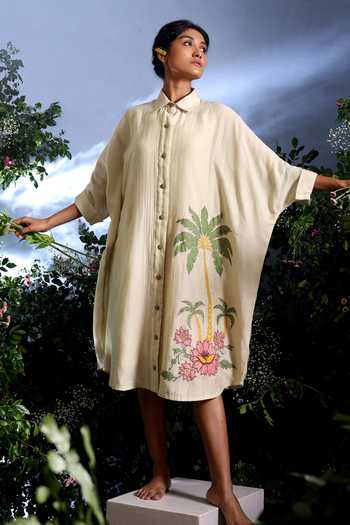 Taisha Padmori Placed Embroidered Shirt Dress 