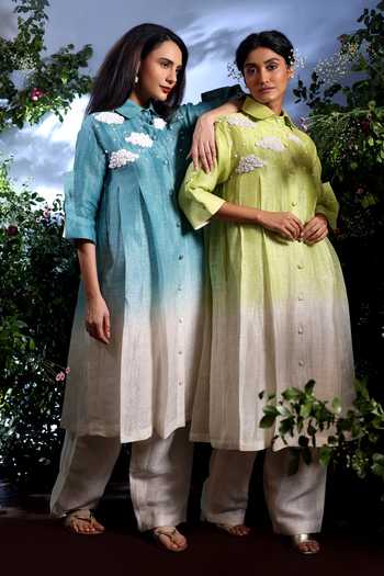 Taisha Dhaval Embroidered Pure Linen Kurta & Pant Set 