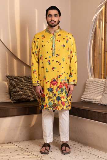 Kaaj Button Daaman Printed Kurta Set 