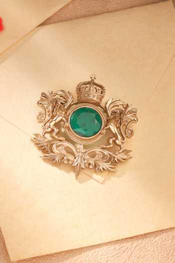 Cosa Nostraa Twin Peacock Tusk Brooch 