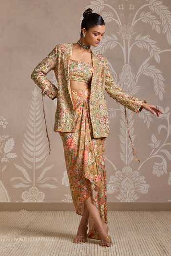 Ridhi Mehra Intertwine Embroidered Jacket Skirt Set 