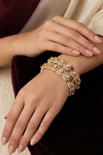 Prestones Polki Embellished Bangles - Set of 2 
