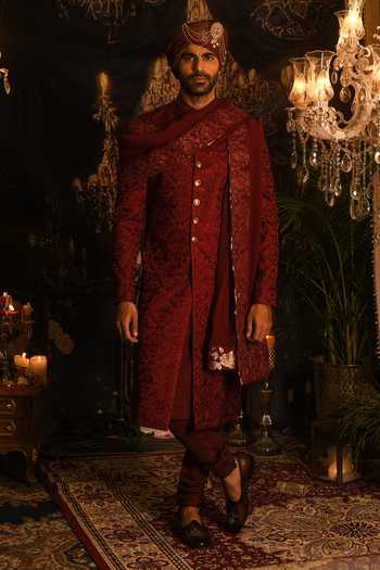 Punit Arora Embroidered Silk Sherwani Set 