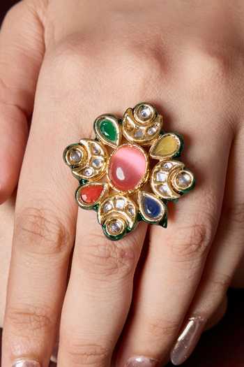 Amreli Jaipur Kundan Floret Ring 