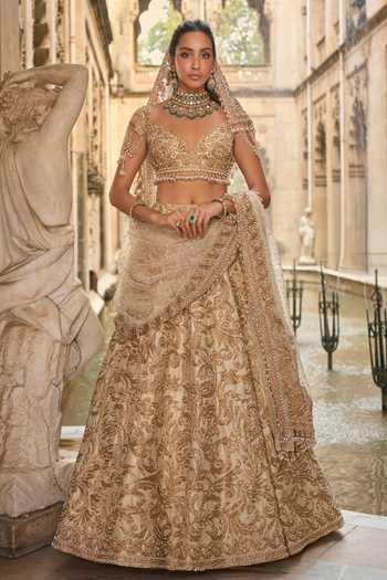 Seema Gujral Net Embroidered Bridal Lehenga Set 