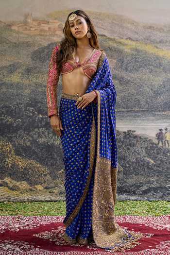 Itrh Neelpari Dabka Silk Saree Set 