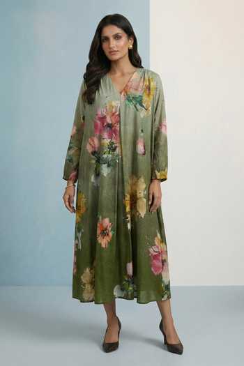 Kalista Ember Floral Pure Cotton Midi Dress 