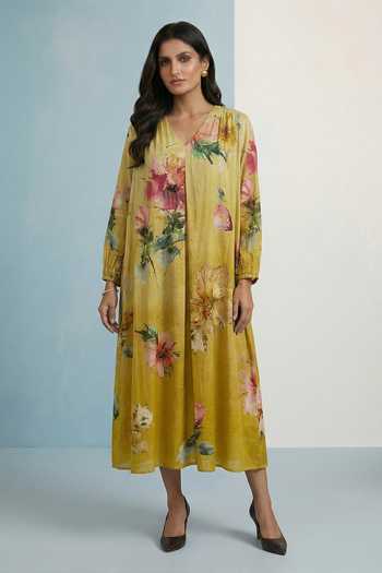 Kalista Ember Floral Pure Cotton Midi Dress 