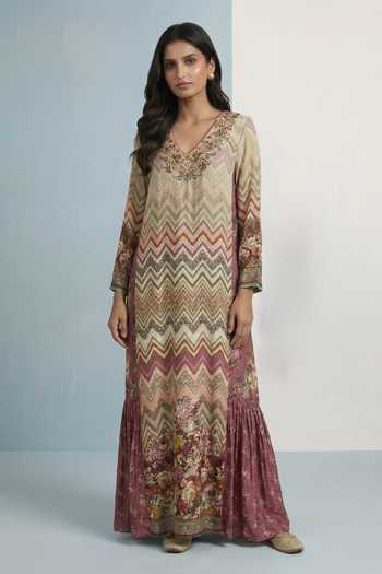 Kalista Iena Chevron Print Maxi Dress 