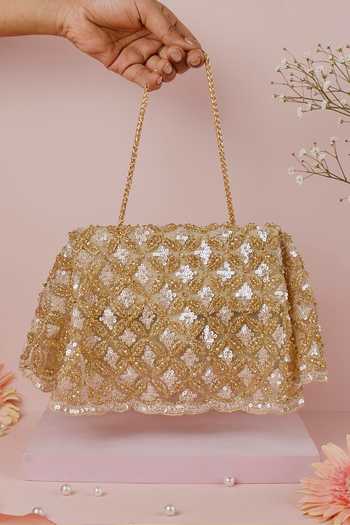 House Of Kosha Grace Suede Embellished Clutch 