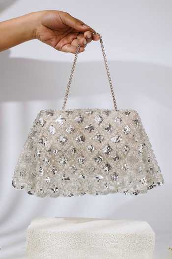 House Of Kosha Grace Suede Embellished Clutch 