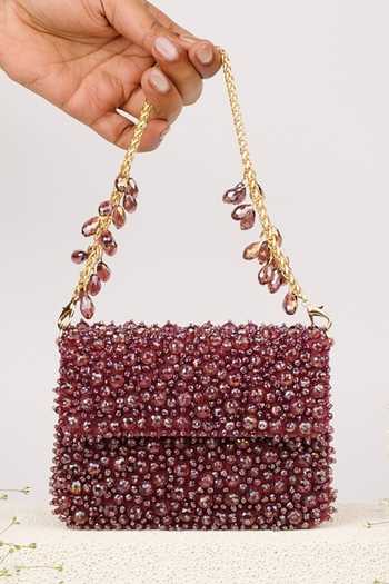 House Of Kosha Kiyara Suede Crystal Embellished Mini Bag 