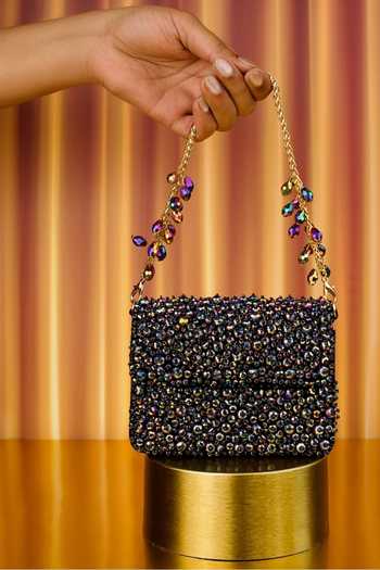 House Of Kosha Kiyara Metallic Crystal Embellished Mini Bag 