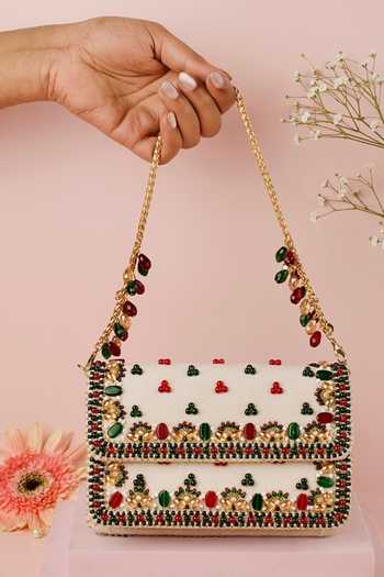 House Of Kosha Noori Suede Embellished Clutch 