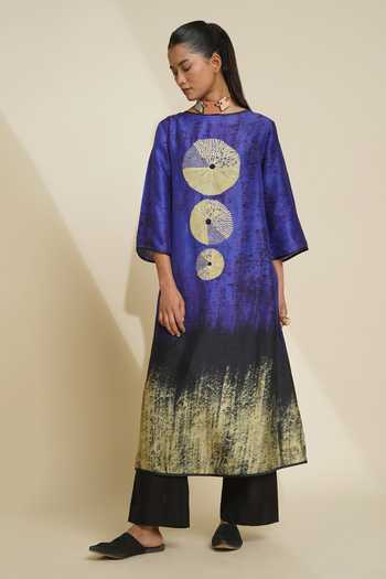 Taika By Poonam Bhagat Printed Blended Silk Kurta & Pant Set 