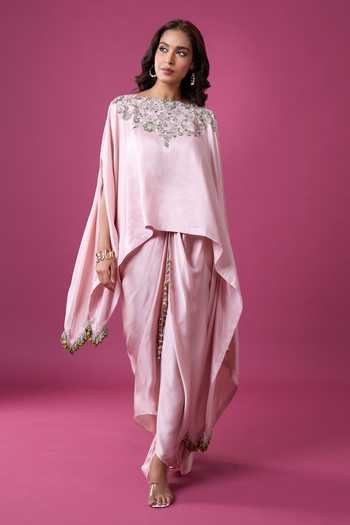 Prisho Embroidered Kaftan & Draped Skirt Set 