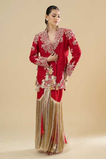 Anamika Khanna Embroidered Blazer & Skirt Set 