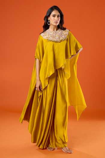 Prisho Embroidered Kaftan & Skirt Set 