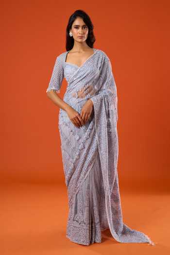 Tarun Tahiliani Lace Embroidered Saree & Blouse Set 
