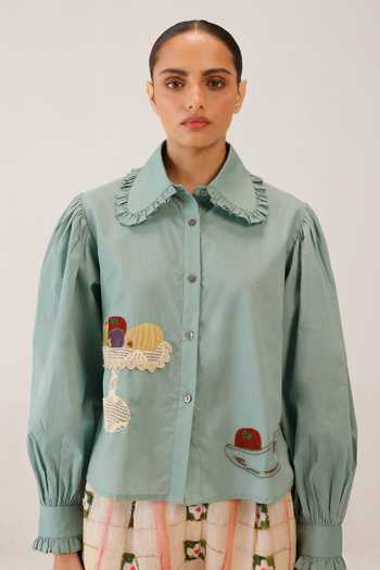 Cord 80s Fruit Patchwork Embroidered Cambric Shirt 